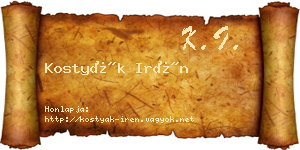 Kostyák Irén névjegykártya